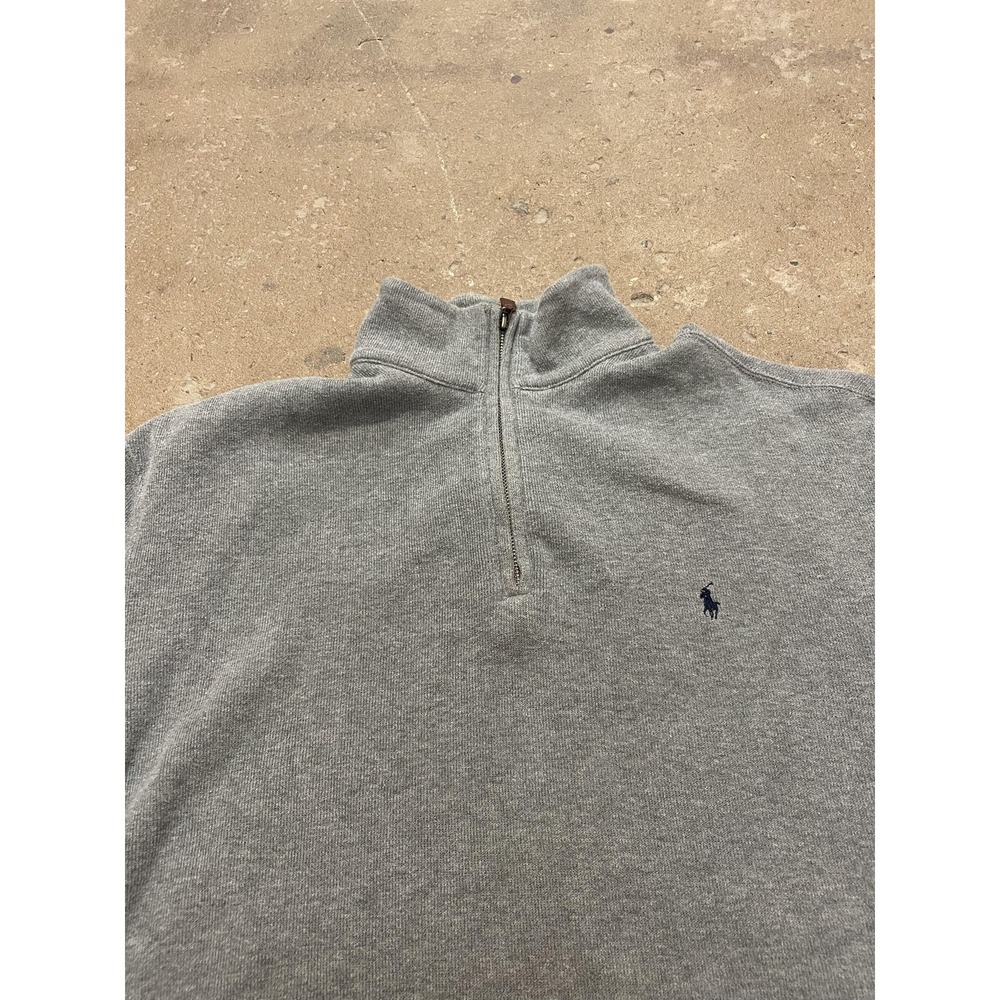 Polo Ralph Lauren Sweater Mens XL Gray Quarter Zip Mock Neck Pony Logo Pullover - Picture 4 of 16